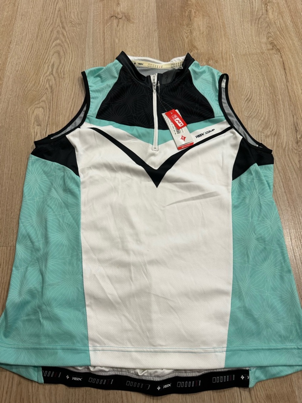RBX Mint, White & Black Zip-Front Athletic Tank